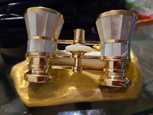 Antique Lemaire Paris Mother Of Pearl Brass Opera Glasses w/Case Vintage MOP - Picture 1 of 7