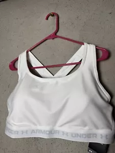 Under Armour Womens Plus Size Crossback Mid Impact Sports Bra White Sz 3X - NWT - Picture 1 of 4
