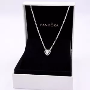 AUTHENTIC PANDORA NECKLACE SPARKLING ELEVATED HEART NECKLACE #398425C01 - Picture 1 of 4