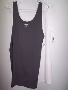 Lot Of 2 NWT - Old Navy Rib Knit Tank Tops, Gray & White - Women's Size XXL Tall - Picture 1 of 5