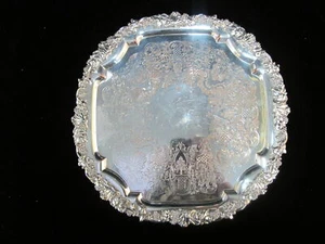 Bandeja para servir INGLATERRA con borde de vid de uva plateado 15" - Imagen 1 de 6