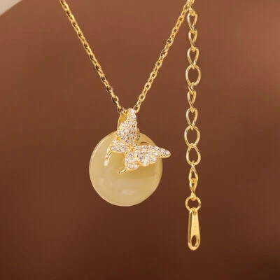 925 Silber Hetian Jade Schmetterling Halskette MODE SCHMUCK Anhänger GESCHENK - Bild 1 von 4