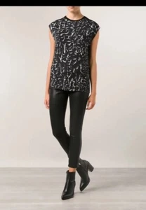 Helmut Lang abstract strata print sleeveless jersey Top, size M, Black White - Picture 1 of 9