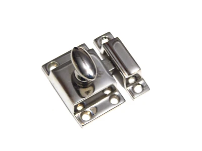 Vintage Cabinet Latch Heavy Cast Brass Nickel Plated For Doors  Kitchen - Image 1 of 4