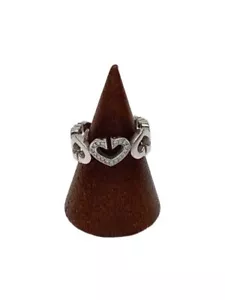 Anillo Cartier K18WG 750 Grabado Corazón C K18 10 Estrás Plata Mujer Usado - Imagen 1 de 4