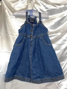 vtg american living girls denim jumper Bib Blue dress Pockets Sz 5 100% Cotton - Picture 1 of 9