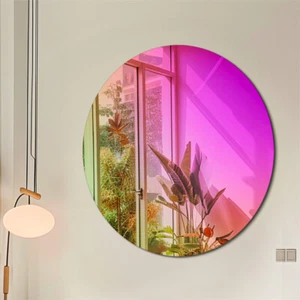 Rainbow Wall Decorative Mirror Glamorous Neon Glass Mirror Entryway Office Decor - Picture 1 of 14