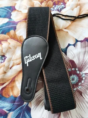 Correa de cuero PU de algodón ajustable de 2,0" de ancho apta para bajo de guitarra eléctrica Gibson Foto 1 de 4