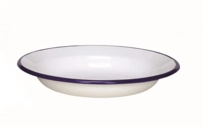 Emaille Teller schwarz/weiß, tief oder flach, auch B-Ware, Campinggeschirr - Bild 1 von 3