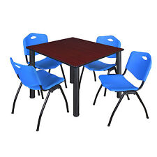 Kee 48" Square Breakroom Table & 4 'M' Stack Chairs