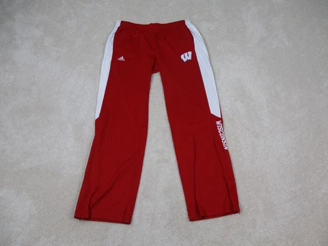Wisconsin Badgers Pants Mens Large Red White Sweatpants Track Logo Adult 32x30 Cover