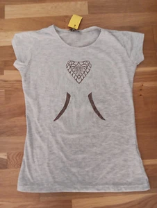 Shirt,halbarm,grau,Größe S,Print Elefant,Gold,Glitzer - Bild 1 von 3
