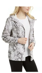 NEW Ideology Women's Snake Print Hooded Jacket Beige Gray Size XL - Picture 1 of 4
