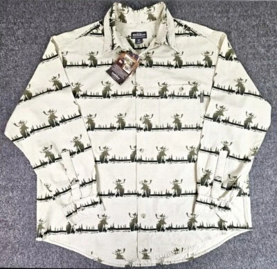 Vtg Woolrich Shirt Mens XL Olive Ombre Moose Camping Hiking Outdoors NOS NWT  - Image 1 of 4
