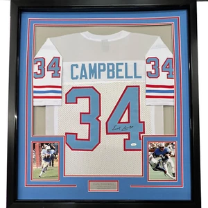 FRAMED Autographed/Signed EARL CAMPBELL 33x42 Houston White Jersey Beckett COA - Picture 1 of 2