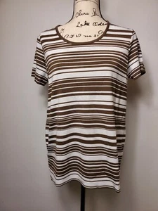 Martha Stewart Varigated Stripe Ponte Knit Tunic - Dark Mocha - XSmall - Picture 1 of 7