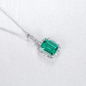 BENIAMINO Damen Kette Anhänger 925er Sterling Silber Grüne Glass Stone VVS OVP - Bild 1 von 11