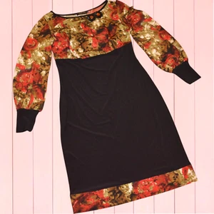 £45 ASOS SIZE 10 BLACK ORANGE LONG SLEEVES DRESS SMARK WORK BUSINESS FORMAL CLUB - Picture 1 of 2