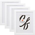 Contemporary 1", Modern Satin White Picture Frame With A Single Mat, 4-Pack