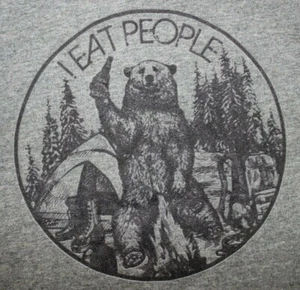 I EAT PEOPLE  Bear Graphic  Hoodie Sweatshirt Medium, Gray - Picture 1 of 4