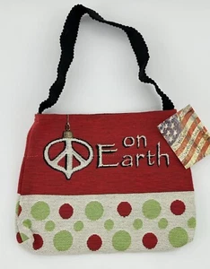 NWT Christmas Wall Tapestry Tote Jacquard Handbag Manual Woodworkers and Weavers - Picture 1 of 10