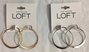 Orecchini a cerchio tondo Ann Taylor Loft $25, diametro 1-1/4" argento e oro - Foto 1 di 7
