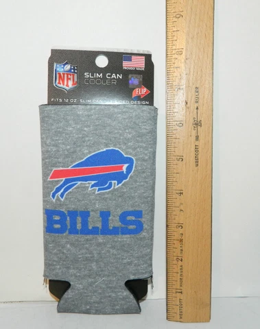 Grey Buffalo Bills SLIM 12 oz. BEER NFL CAN Holder Cooler Game Tailgate Party Cover