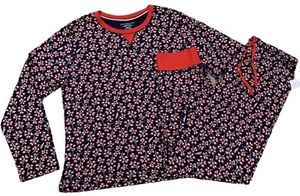 TOMMY HILFIGER Women`s 2pc Pajamas Set Shirt & PJ Pants Floral TH Size XL -NEW - Picture 1 of 12