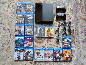 PS4 console CUH-1001A, 17 games, controllers, cables PlayStation 4 - Picture 1 of 17