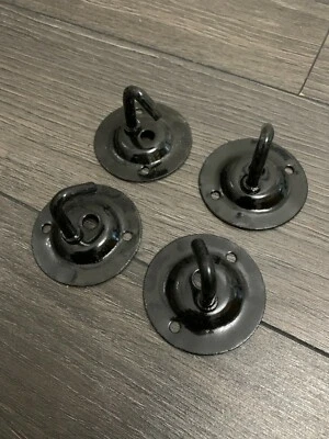 METPRO 4 x Hook Plate ceiling light fitting Cover Black enamel with 10mm loop in hole