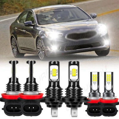 Para KIA CADENZA 2014 2015 2016 6x farol de LED alto baixo + lâmpadas de neblina 6000K - Imagem 1 de 4