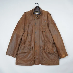 Rare Barbour Leather Jacket Mens XL Tan Brown A2040 Cowan Commando Flag Suede 56 - Picture 1 of 13