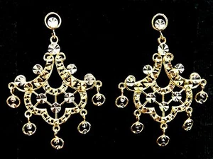14K Chandelier Earrings Daniella Goodman AE 5gr, dangle, Filigree, Diamond Cut - Picture 1 of 8