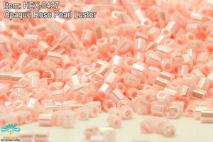 Miyuki Hexagon 2 Cut 11/0 Opaque Rose Pearl Luster Hex-0427 - Picture 1 of 1