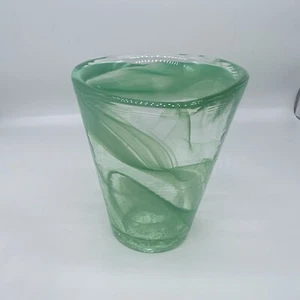 Kosta Boda UVH / Ulrica Hydman, Green Swirl Mine Drinking Glass Tumbler Cup - Picture 1 of 4