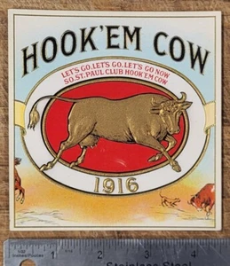ADVERTISING Label Cigar Outter Hook Em Cow South St Paul Minnesota Club - Picture 1 of 1