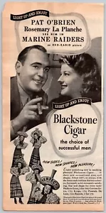 ANNUNCIO STAMPA VINTAGE SIGARI BLACKSTONE PAT O BRIEN FILM MARINE RAIDERS - Foto 1 di 1