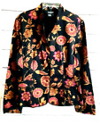 Peck & Peck, Jacket, Sz 10 Fall Colors,On Black,Snap Front Fitted Nehru Collar