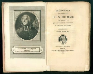 PREVOST ABBE ERINNERUNGEN UND ABENTEUER EINES QUALITÄTSMANNES FR. MAME 1808 3 BÄNDE - Bild 1 von 5