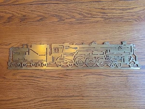 Vtg Brass Locomotive Wall Decor Verdigris Patina Man Cave Gift 19 x 4" READ  - Picture 1 of 18