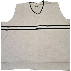 VTG LL Bean Sweater Vest Mens XL Oatmeal Brown Green Stripe Preppy Classic - Picture 1 of 4
