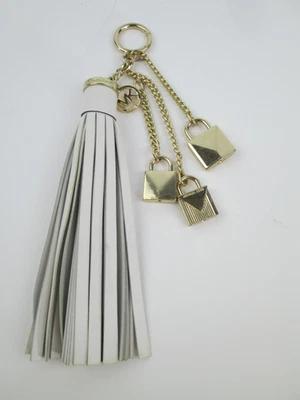 Cartera MICHAEL KORS Cuero Borla Dije Mercer Cerraduras Tono Blanco/Dorado Foto 1 de 4