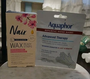 Nair Hair Remover 40 Wax Ready Strips Face + Bikini Hair Removal + Aquaphor Mask - Picture 1 of 1