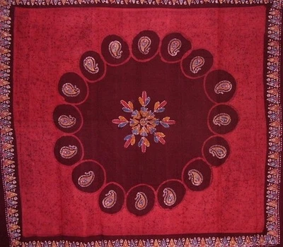 Batik Tapestry Cotton Bedspread 108" x 108" Queen-King Red - Image 1 of 3