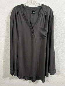 Blusa tórrida para mujer 3X gris manga larga túnica top cuello en V relajada talla grande - Imagen 1 de 8