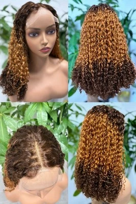 5x5 HD Lace Front Wig Human Hair Bouncy Curly, 20" Length, Brown 300 Density - Image 1 of 4
