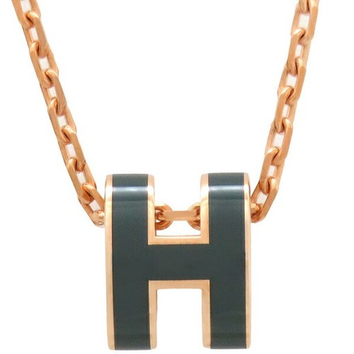 HERMÈS Hermes Collana Pop Frassino Mini Ciondolo Gp Verde Motivo H Pg Rg