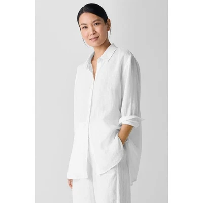 NUEVO CON ETIQUETAS Para mujeres Eileen Fisher Pañuelo Orgánico Lino Cuello Clásico Camisa talla XL Foto 1 de 4