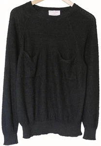 FRENCH RAGS Brenda French HANDLOOMED SWEATER w Pockets ART TO WEAR Sz (2) Black - Picture 1 of 4