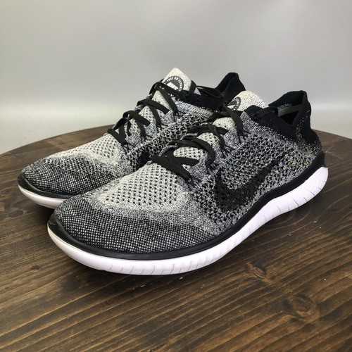 Scarpe Nike Free RN Flyknit da uomo taglia 11 nere grigie da corsa 942838 101